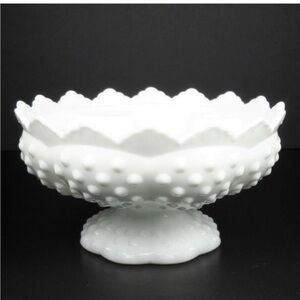 Vintage Fenton hobnail footed multi candle holder Milk Glass
